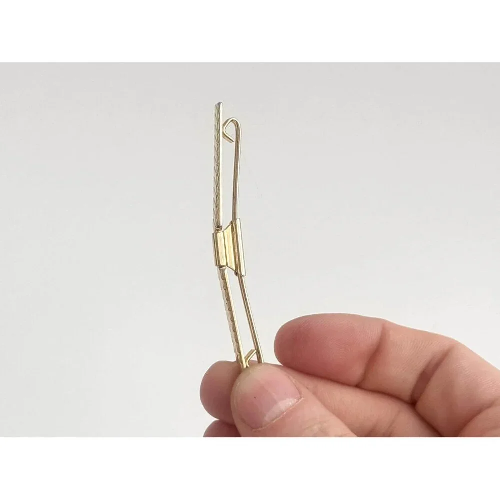Minimalist Fluted Smooth Gold Toned Vintage Men's Collar Clip | Collar Bar